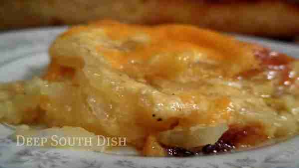 'Perfectly Cheesy Potatoes au Gratin' https://www.deepsouthdish.com/2010/11/perfectly-cheesy-potatoe...