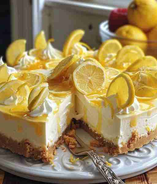 "No-Bake Lemon Cheesecake Ingredients: -For the Crust: 1 1/2 cups graham cracker crumbs 1/4 cup gran...