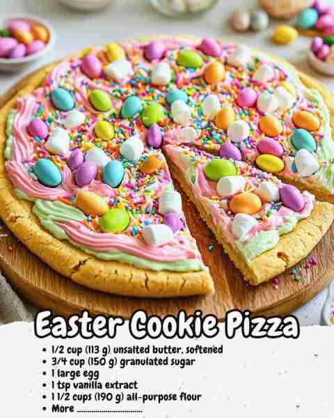 Easter Cookie Pizza : Fun, Sweet, Colourful & The Ultimate No-Bake Easter Dessert Idea! Ingredients:...