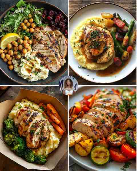 Lemon Herb Turkey & Mashed Chickpeas 🦃🌰 ✅ Ingredients: Grilled turkey breast 🦃 with lemon and he...