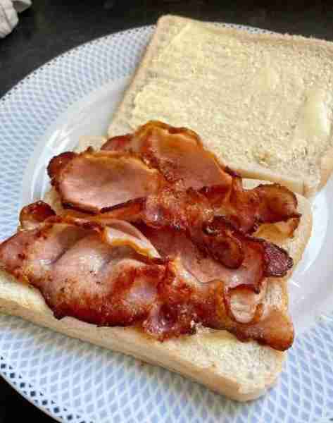 Bacon buttie to start the day but what sauce you having