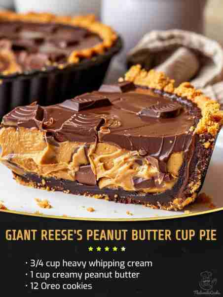 Giant Reese's Peanut Butter Cup Pie 🥧🍫🥜 Dive into this decadent Giant Reese's Peanut Butter Cup P...