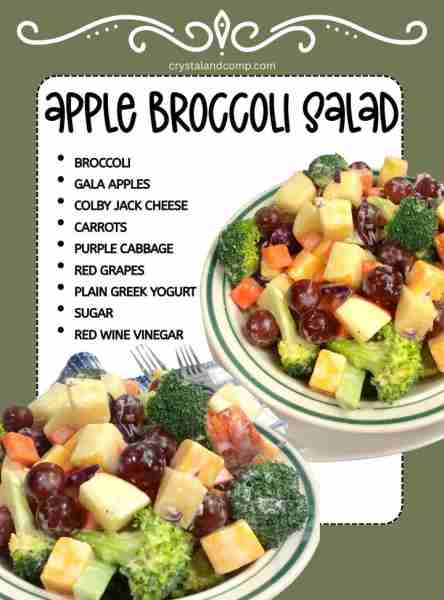 🥦 🍎 APPLE BROCCOLI SALAD RECIPE Broccoli Gala Apples Colby Jack Cheese Carrots Purple Cabbage Red...