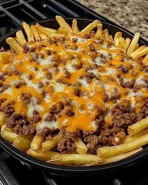 Frites au Bœuf Fromagées (Cheesy Loaded Beef Fries) Un plat réconfortant et ultra savoureux, parfait...
