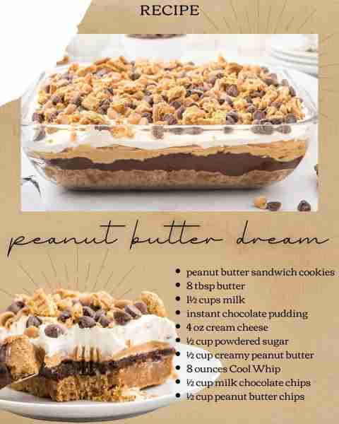 PEANUT BUTTER DREAM BARS! 🥜peanut butter sandwich cookies 🥜8 tbsp butter 🥜1½ cups milk 🥜instant...