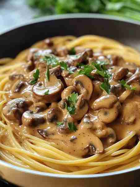 🍄Creamy Mushroom Sauce with Pasta🍝 Earthy mushrooms in a dreamy cream sauce, perfectly poured over...