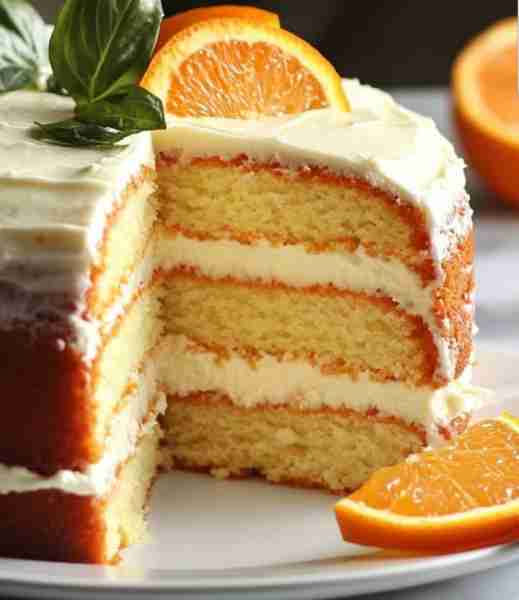 Three Layer Orange Cake with Zesty Cream Cheese Frosting sounds like sunshine in dessert form! Here'...