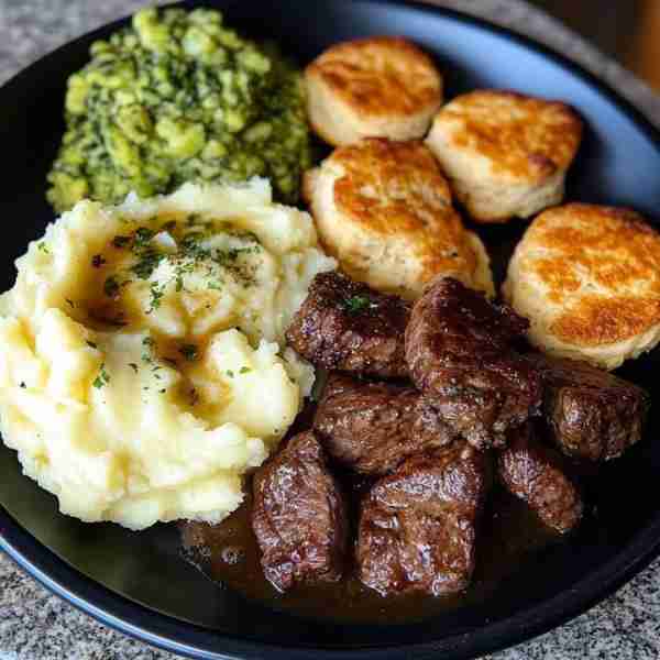 Grilled Steak with Mashed Potatoes, Avocado Mash & Cheese Biscuits Ingredients For the Steak: 1½ lbs...