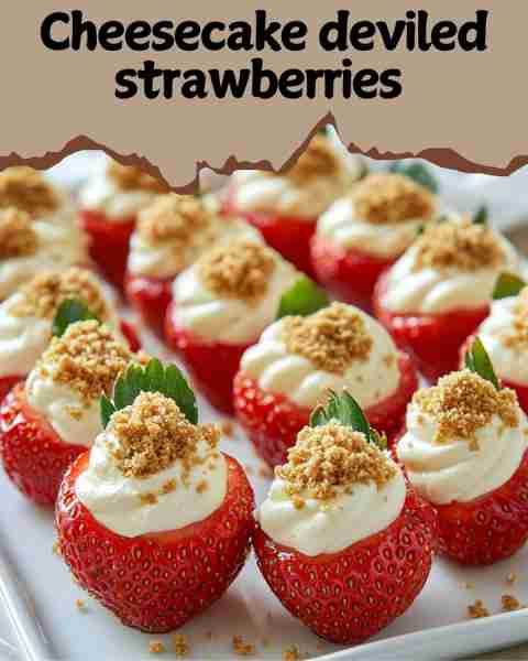 🍓🍰 Cheesecake Deviled Strawberries – The Sweetest Little Bites! These cheesecake-stuffed strawberr...