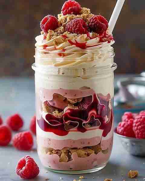 Raspberry Cheesecake Freakshakes 🍓🍰 Indulge in this over-the-top Raspberry Cheesecake Freakshake!...