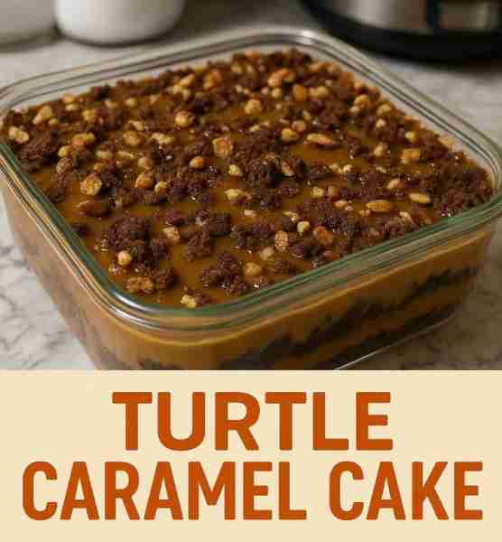 Turtle Caramel Cake! 🎂 🍫 Rich chocolate cake 🍯 Gooey caramel sauce 🌰 Crunchy pecans