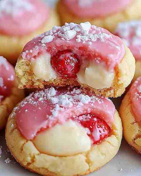 🍓🧀 Strawberry Cheesecake Cookies 🧀🍓 📝 Ingredients: 🧈 1 cup butter, softened 🍬 1 cup sugar 🧀...
