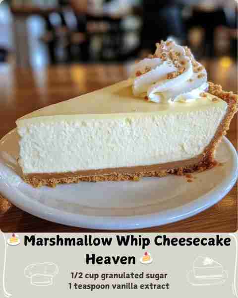 🍰 Marshmallow Whip Cheesecake Heaven 🍰 Ingredients 1 package (8 oz) cream cheese, softened 1/2 cup...
