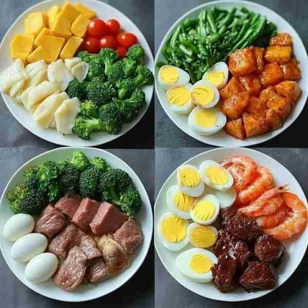 1. Cheese & Fish Broccoli Plate 🧀🐟🥦🍅 Ingredients: Cheddar cheese cubes 🧀 Steamed white fish 🐟...