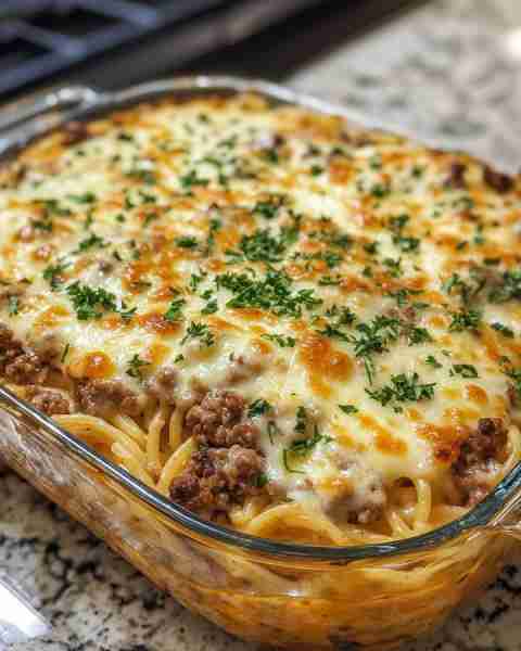 Cheesy Garlic Butter Spaghetti with Savory Beef Ingredients: 12 oz spaghetti 1 lb ground beef 2 tbsp...