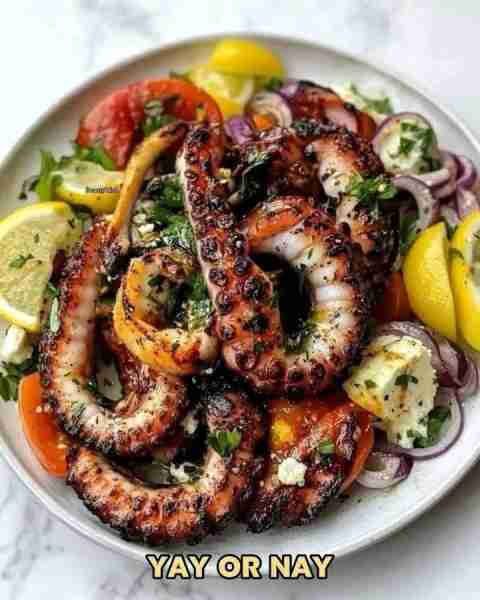WOULD YOU EAT THIS SIMPLE GREEK GRILLED OCTOPUS Ingredients: 2 lbs fresh or frozen octopus, cleaned...