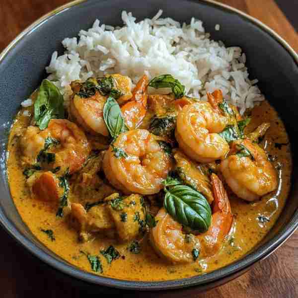 Quick Shrimp Curry with Coconut, Ginger & Basil Ingredients 1 lb shrimp (peeled and deveined) 2 tabl...