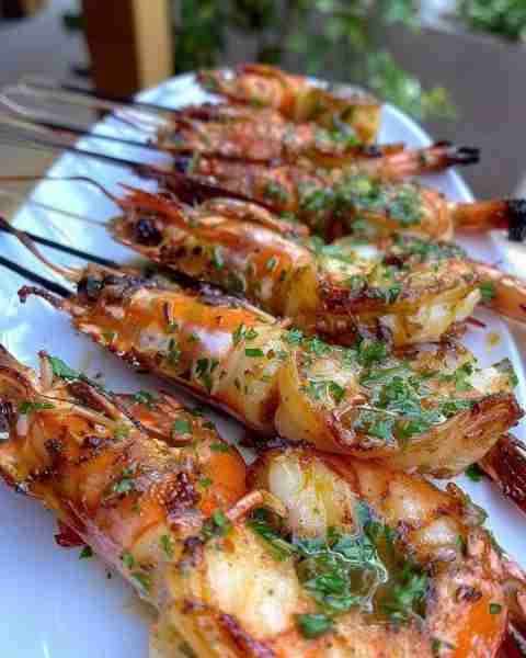 Gambas Grillées au Beurre d’Ail et Persil Ingrédients : 12 grosses gambas (ou crevettes géantes), ne...