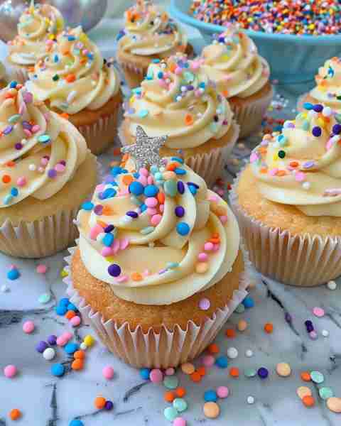 Funfetti Vanilla Cupcakes 🎯 Yields: 12 cupcakes ⏱️ Total Time: ~1 hour (Prep: 15 min | Bake: 18–22...