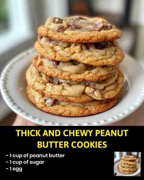 Thick and Chewy Peanut Butter Cookies These Thick and Chewy Peanut Butter Cookies are the ultimate t...