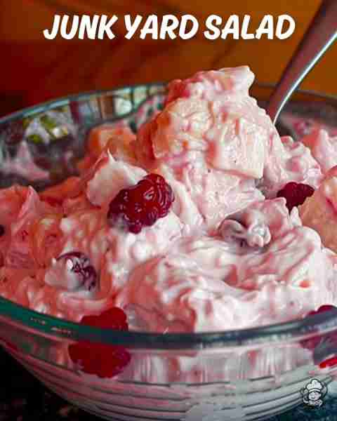 JUNK YARD SALAD 🍒 The Easiest Crowd-Pleaser Ever! Sweet, creamy, and gone in minutes! 🍒 Ingredient...