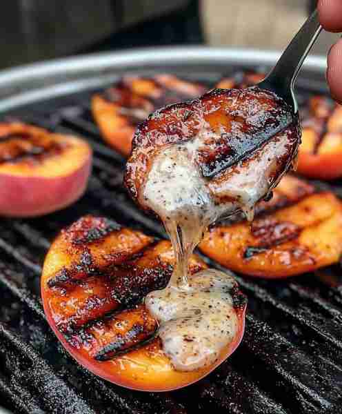 Grilled Peach Halves with Balsamic Glaze 🍑🔥 This recipe features juicy grilled peaches complemente...