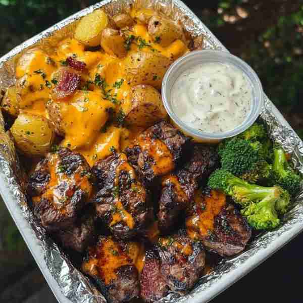 Steak with Loaded Potatoes and Cheesy Broccoli 🥩🧀🥔 Ingredients: For the Steak: 2 boneless steaks...