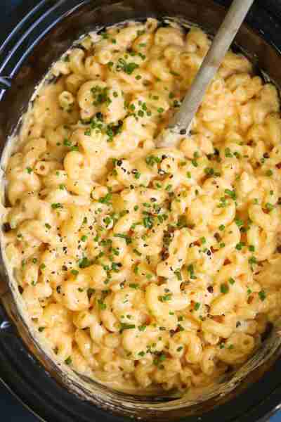 Slow Cooker Four Cheese Mac and Cheese - The BEST mac and cheese EVER!!!! No boil. No stress. Everyt...