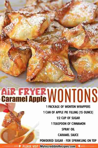 🍎🍎 Air Fryer Caramel Apple Wontons! 🍎🍎 No Frying in oil, so they’re Not greasy! Get the Recipe i...