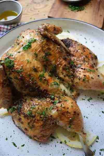 This Roasted Spatchcock Chicken cooks far quicker than a regular roasted chicken, is full of flavour...