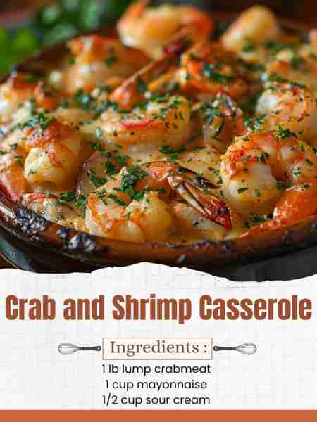 Crab and Shrimp Casserole Ingredients: 1 lb shrimp, peeled and deveined 1 lb lump crabmeat 1 cup may...