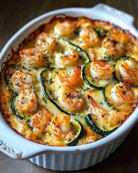 Courgettes Gratinées aux Crevettes et à l’Ail : Un Plat Savoureux et Réconfortant 🦐 Un gratin délic...