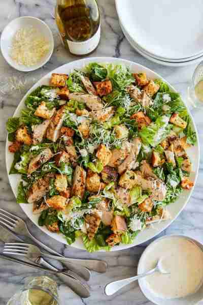 Best Chicken Caesar Salad with Homemade Croutons - Truly THE BEST ever. With crispy, seasoned crouto...