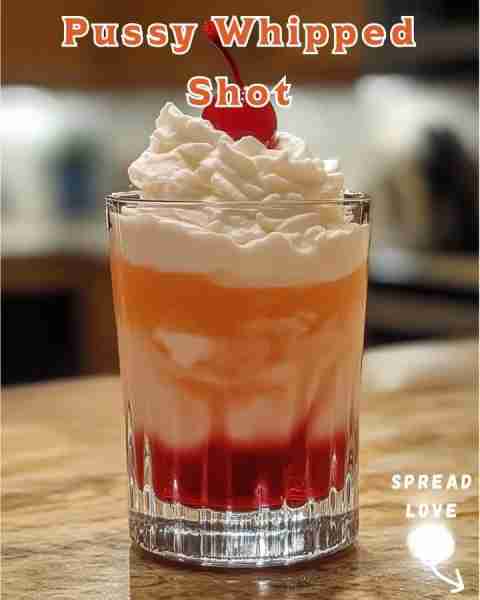 Pussy Whipped Shot Ingredients: 1/3 oz Vodka 1/3 oz Gin 1/3 oz Coconut Rum 1/3 oz Peach Schnapps Spl...