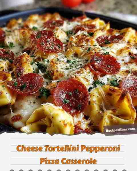 Cheese Tortellini Pepperoni Pizza Casserole 🍕 A deliciously cheesy and satisfying meal for the who...