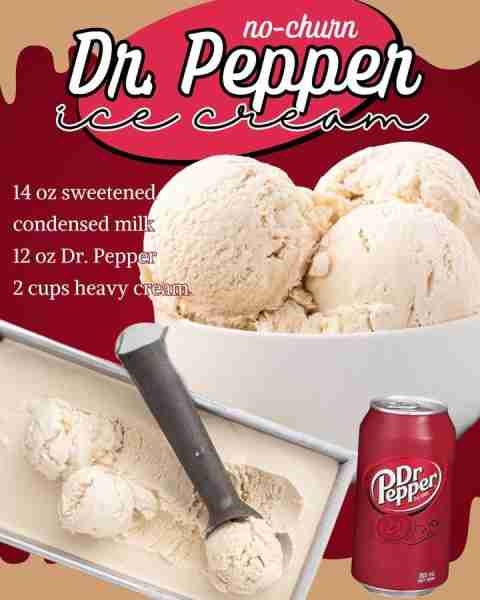 DR. PEPPER ICE CREAM! Only 3 ingredients 🍦🍦 14 oz sweetened condensed milk 12 oz Dr. Pepper 2 cups...