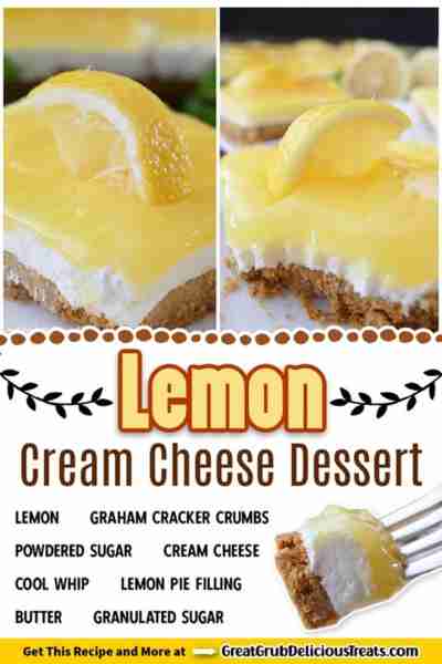 🐰 LEMON CREAM CHEESE DESSERT! 🍋 🍋 Made with a buttery graham cracker crust, a sweet cream cheese...
