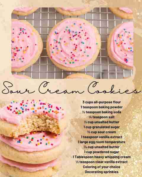 Sour Cream Cookies! Recipe in C.O.M.M.E.N.T.S. ⬇️⬇️⬇️ 3 cups all-purpose flour 1 teaspoon baking pow...