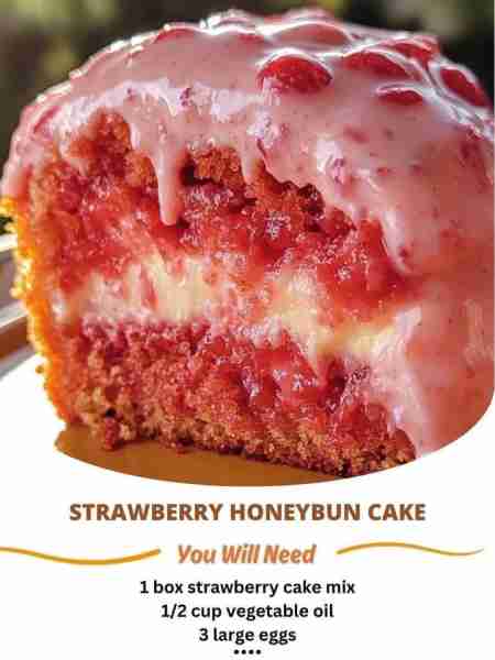 Strawberry Honeybun Cake with Strawberry Cream Icing Ingredients: For the cake: 1 box strawberry cak...