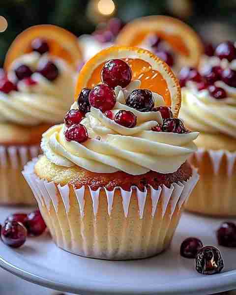 🍊🍒 Cranberry Orange White Chocolate Cupcakes 🍒🍊 📝 Ingredients: For the cupcakes: 1 1/2 cups all...