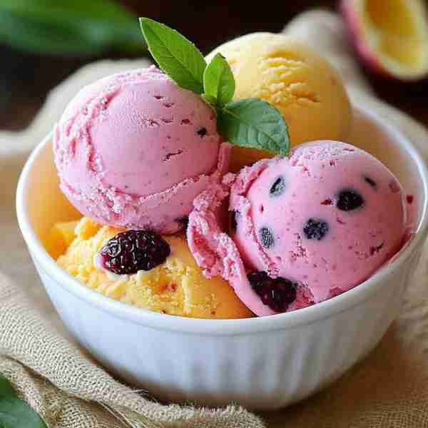 Passion Fruit Ice Cream 🍦✨ Ingredients: - 2 cups heavy cream - 1 cup whole milk - 1 cup passion fr...