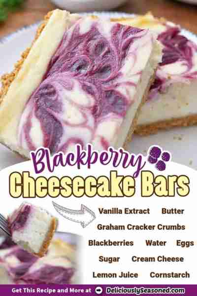💖 Delicious Blackberry Cheesecake Bars! 💖 Sweet blackberry sauce with rich, sweet, and tangy chees...