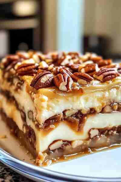 🥧 Pecan Pie Lasagna – A Layered Dessert Masterpiece! 🍂 Imagine all the gooey, nutty goodness of pe...