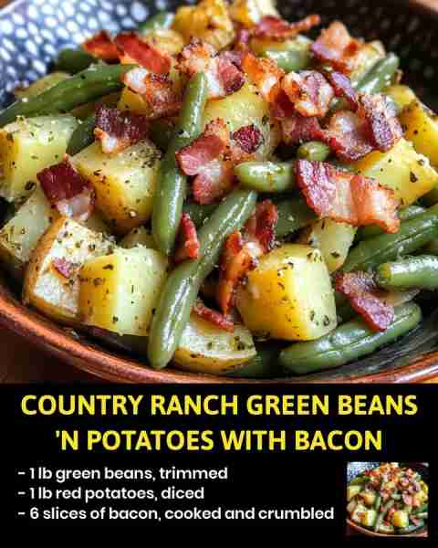 Country Ranch Green Beans 'n Potatoes with Bacon Looking for a delicious and hearty dish that scream...