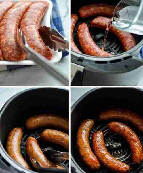 Here is a simple recipe to cook sausages in an air fryer, following the procedure seen in the pictur...