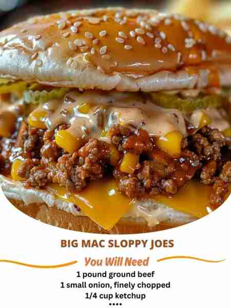 Big Mac Sloppy Joes Ingredients: For the Sloppy Joe Mixture: 1 pound ground beef 1 small onion, fine...