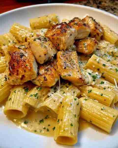 Garlic Butter Chicken with Parmesan Rigatoni Pasta Ingredients: For the Garlic Butter Chicken: 1 lb...