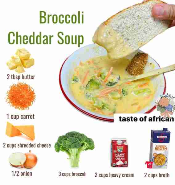 So creamy and easy to make- Better than restaurant take out! Broccoli Cheddar Soup Ingredients: 3 ts...