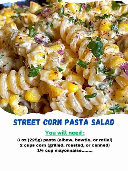 This Street Corn Pasta Salad is creamy, smoky, and made to impress at every BBQ or picnic! Save this...