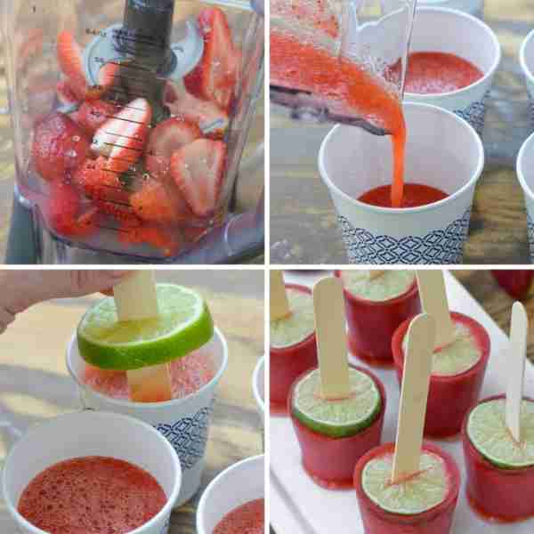 These low-carb strawberry margarita popsicles make the cutest little boozy treat!